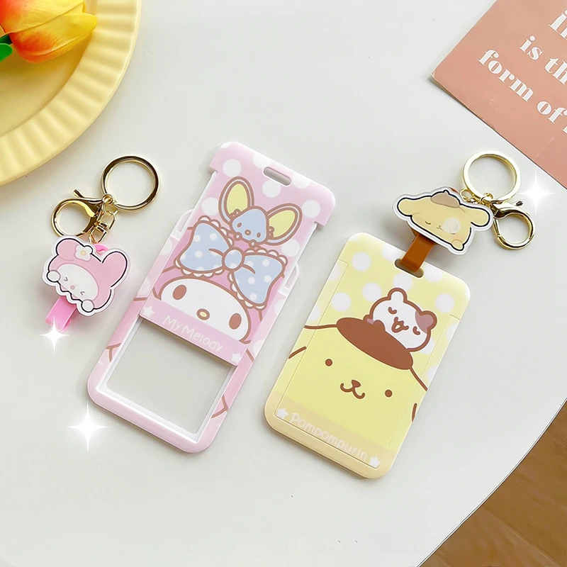 Kawaii Sanrio Hello Kitty Cinnamoroll Anime Keychain Prívesok autobus Kuromi roztomilý držiteľ kariet karty karty kľúče hračky darček pre dievčatá