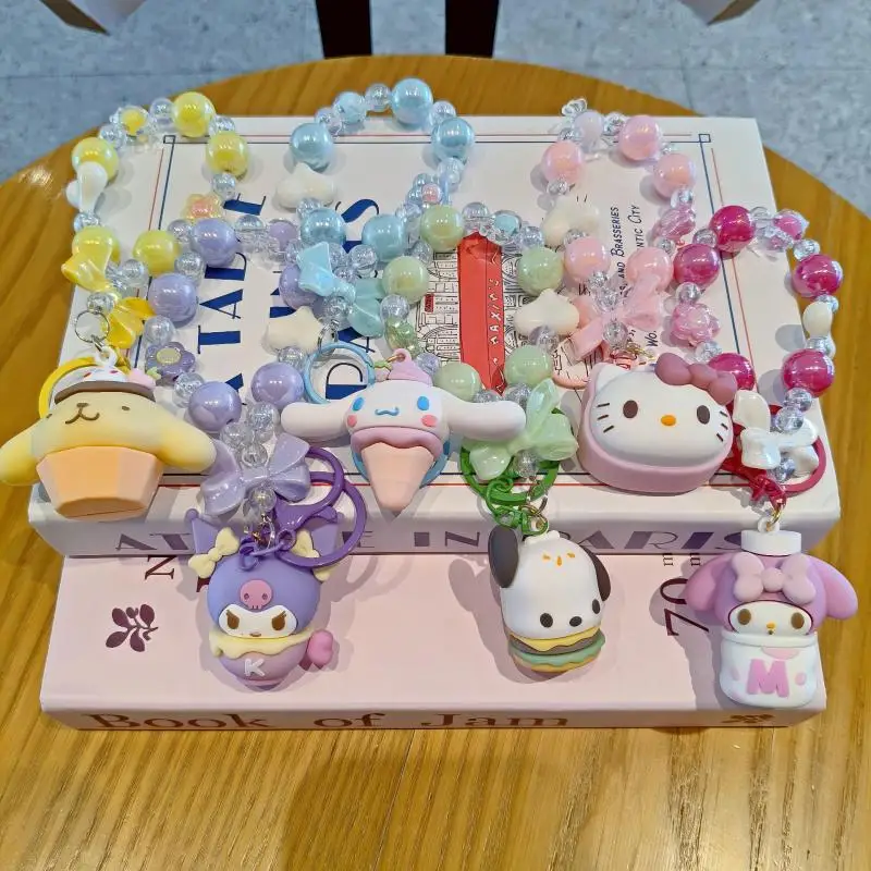 Kawaii Sanrio Hello Kitty Keychain Accessories Kuromi Mobile Chain Cinnamoroll Batoh závesu Pendant Pochacco Phone Bráol Deco Gift