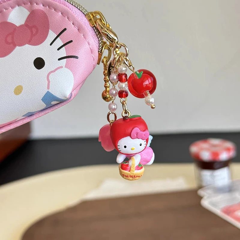 Kawaii Sanrio Hello Kitty Western Cowboy Dekorative Keychain Cartoon Red Dice Pendant pár batohu visiace ozdoby darčeky