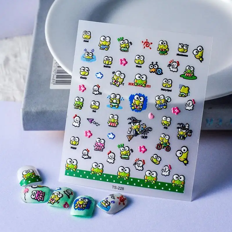 Kawaii sanrio keroppi karikatúra na nechty na nechty Študent roztomilý vodotesný dekoračný nálepky dievčenské vzory doplnky sviatočné darčeky