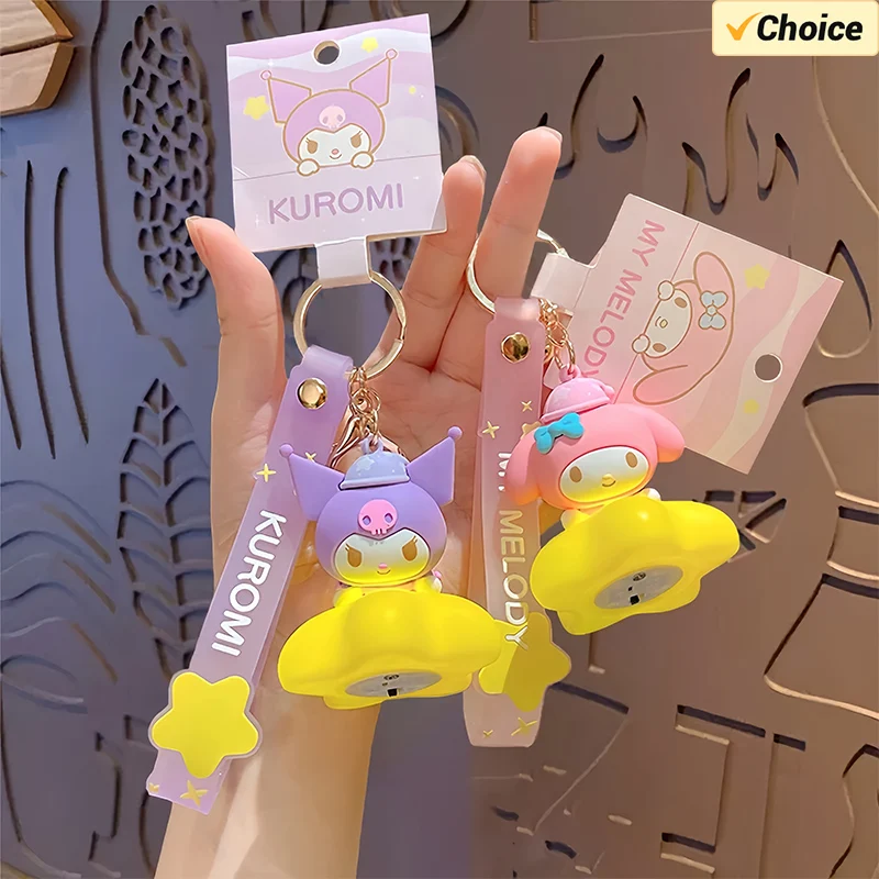 Kawaii Sanrio Keychain Kuromi Cinnamoroll Women Bag Batoh batoh melódie Melódie doplnky malé nočné svetlo kľúče dievčatko darček
