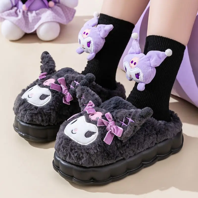 Kawaii Sanrio Kostrík karikatúra Kuromi Girl's Heart Autumn a Wintery Warm Cotton Soft Soft