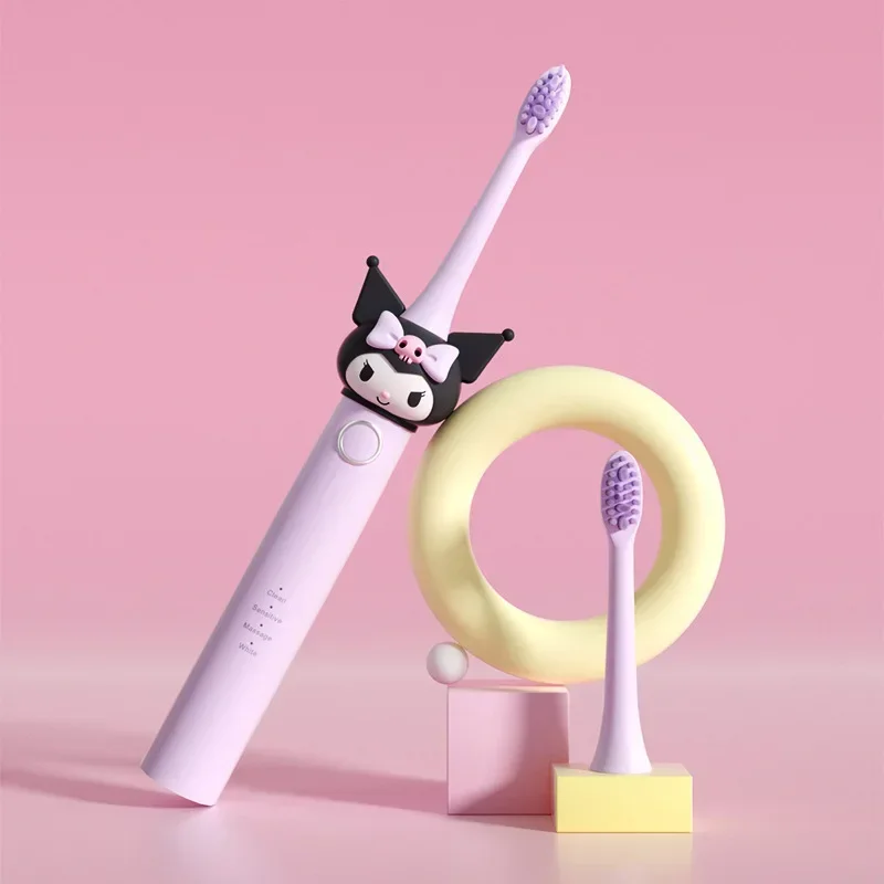 Kawaii Sanrio Kuromi deti Elektrické zubné kefky USB nabíjanie Hello Kitty Kids Cartoon Automatická zubná kefka s jemnými vlasmi darček