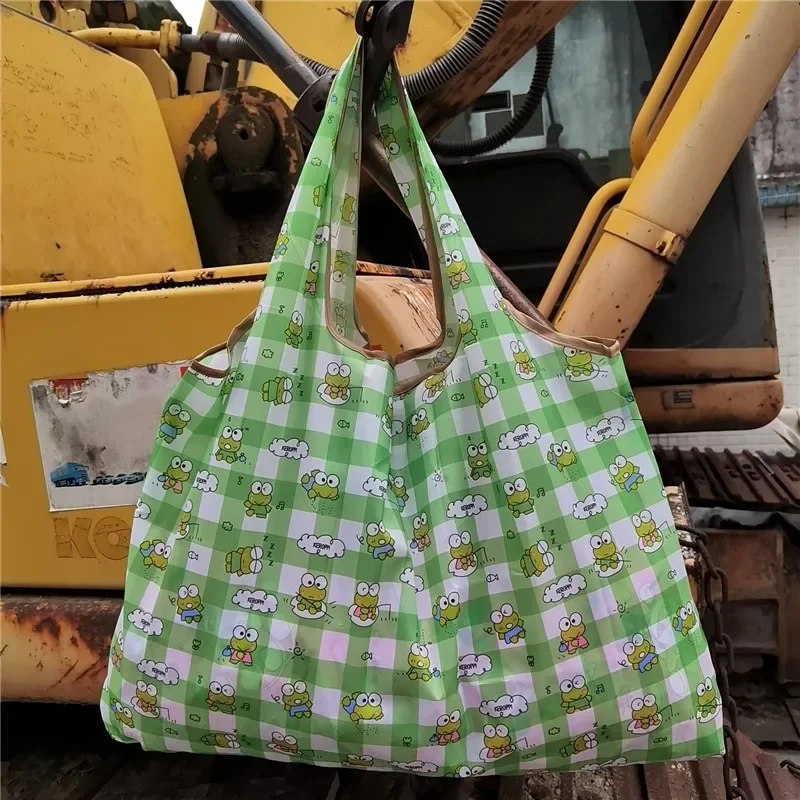 Kawaii sanrio kuromi keroppi cinnamoroll nákupná taška dievčenský kabelka úložná taška zložená karikatúra veľké kapacitné festival darček