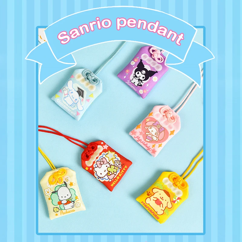 Kawaii Sanrio Omamori prívesok roztomilý pompompurín Cinnamoroll Hello Kitty Kuromi Karika