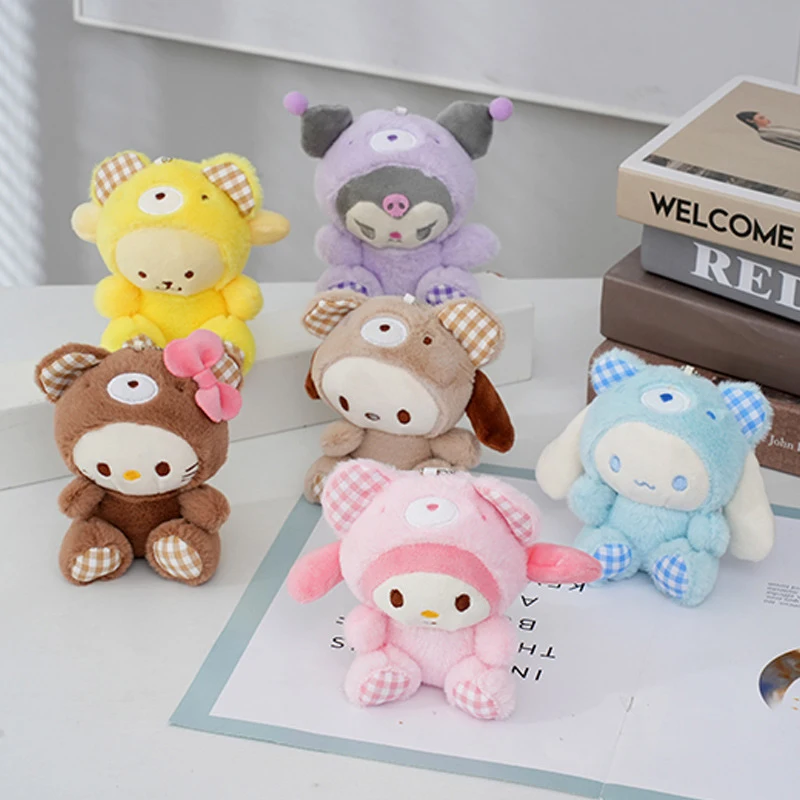Kawaii Sanrio Plys Keychain Doll Hello Kitty My Melody Kuromi Cinnamoroll Cartoon Animal Enhed Pendant Batoh Dekorácie