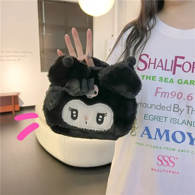 Kawaii Sanrio plyšová Kuromi melódia make -up kozmetická taška karikatúra veľké kapacitné úložné tašky prenosné kabelky darčeky