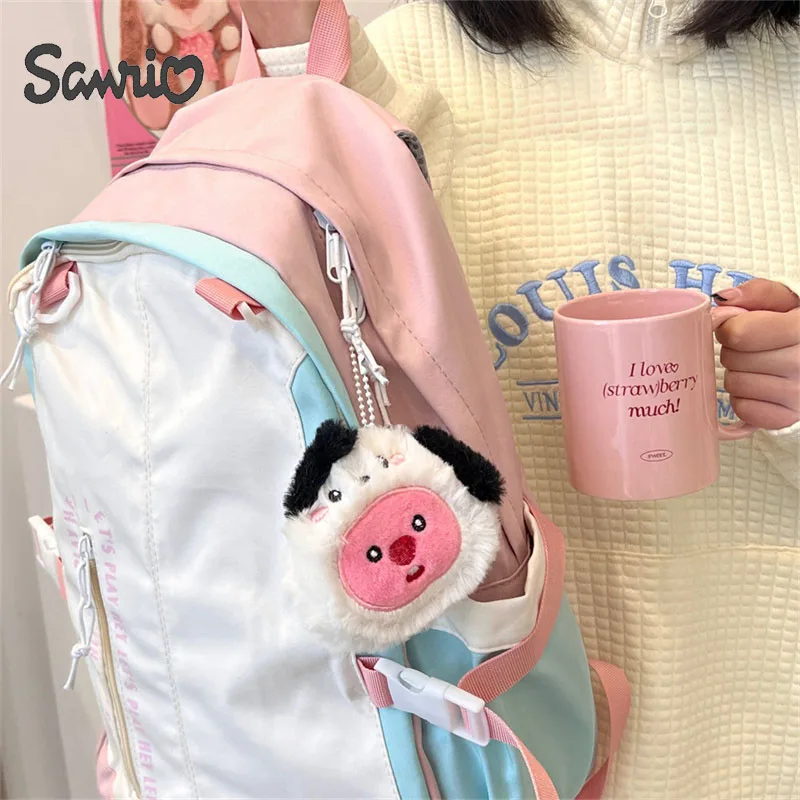 Kawaii Sanrio plyšové hračky Pochacco Keychain roztomilý prívesok na kľúče Klávesové kľúče Karika