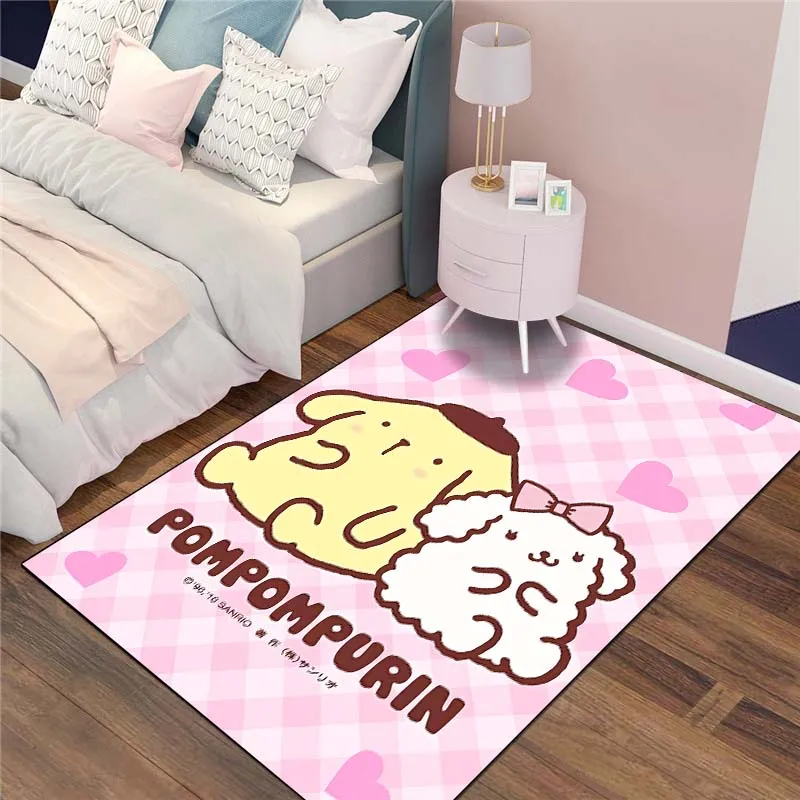 Kawaii Sanrio Pom pom Purin Tlačový koberec pre dievčatá izba obývacia izba spálň