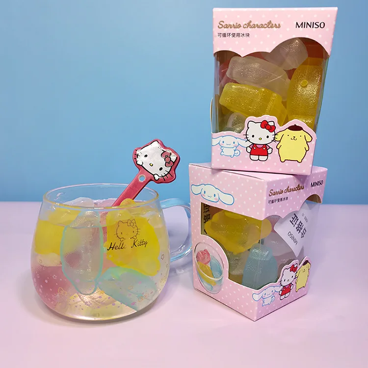 Kawaii Sanrioed Hello Kittys Cinnamoroll Onpompurin Sanriod Accessories Anime Cartoon Opätovné ruky ľadové kocky letné chladné nápoje darčeky
