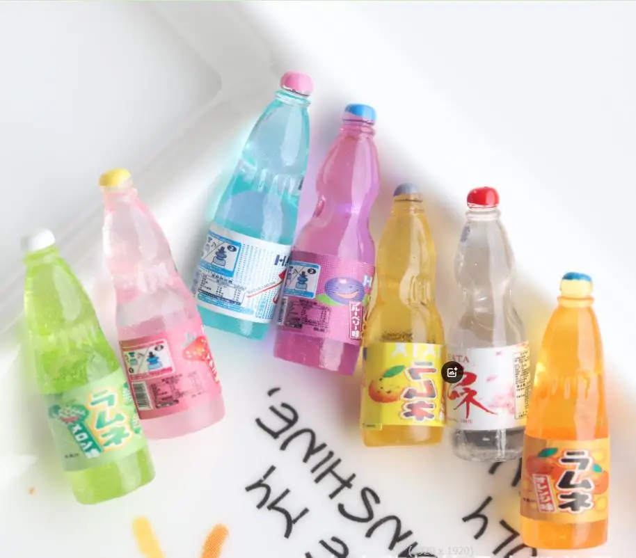 Kawaii Simulation nápoj šťava fľaša živice Cabochon Crafts pre domácich majstrov