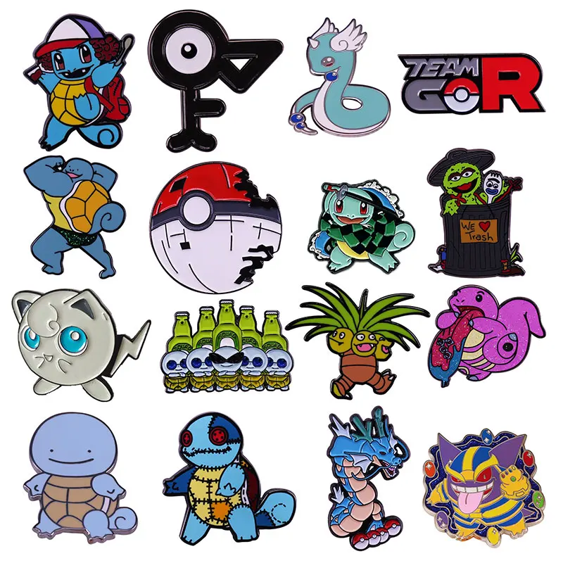 Kawaii Spirit Squirtle Smalt Pins Zhromažďovanie série Pokemon Series kovová karikatúra brošňa batohový klobúk klobúk klopne odznaky