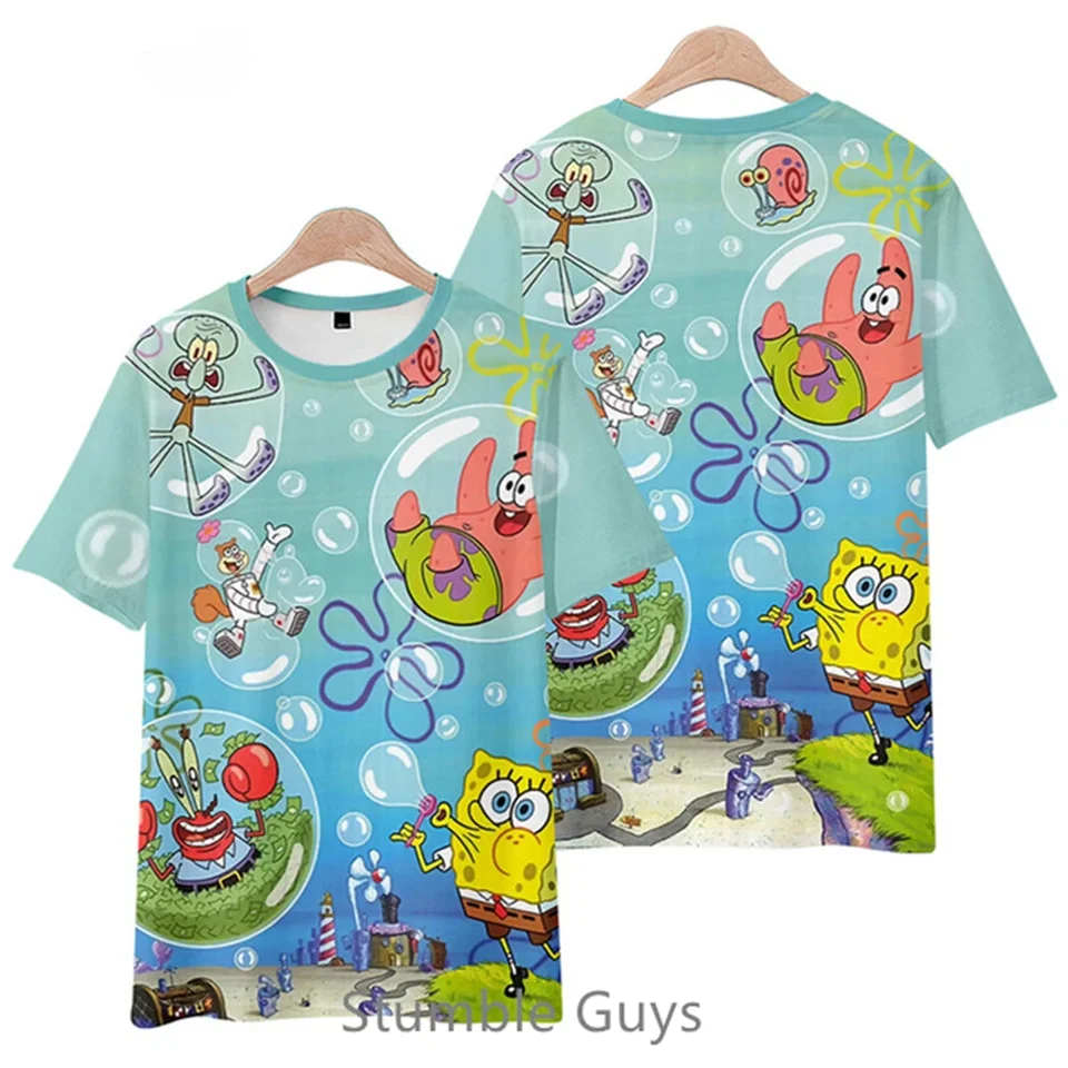 Kawaii SpongeBob Fashion letné anime tričko Detské oblečenie karikatúra mikina s krátkym rukávom Boys oblečenie dievčenské vrcholy