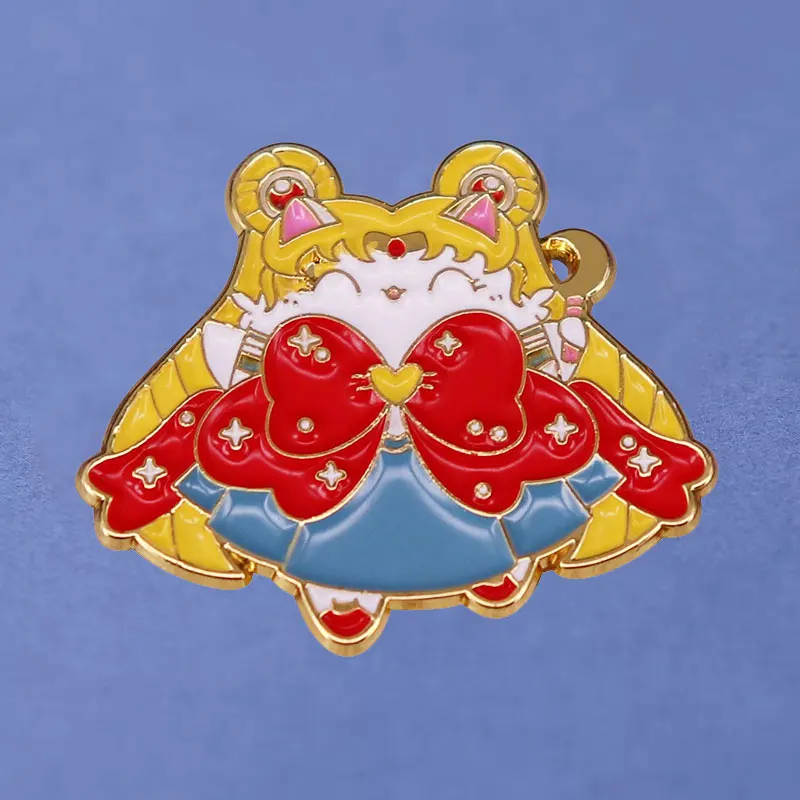 Kawaii Tsukino Usagi Tvrdé smaltované špendlíky zbierajte Sailor Moon Girl Metal Cartoon Broš