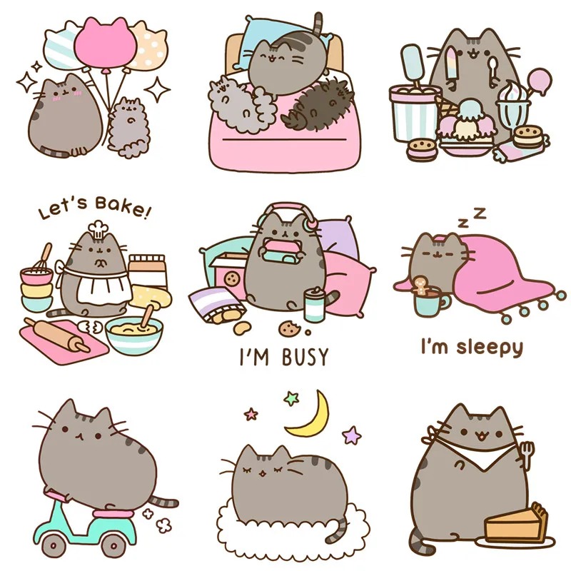 Kawaii tučná mačka roztomilé záplaty na odevy prenos tepla tepelné nálepky pre domácich majstrov