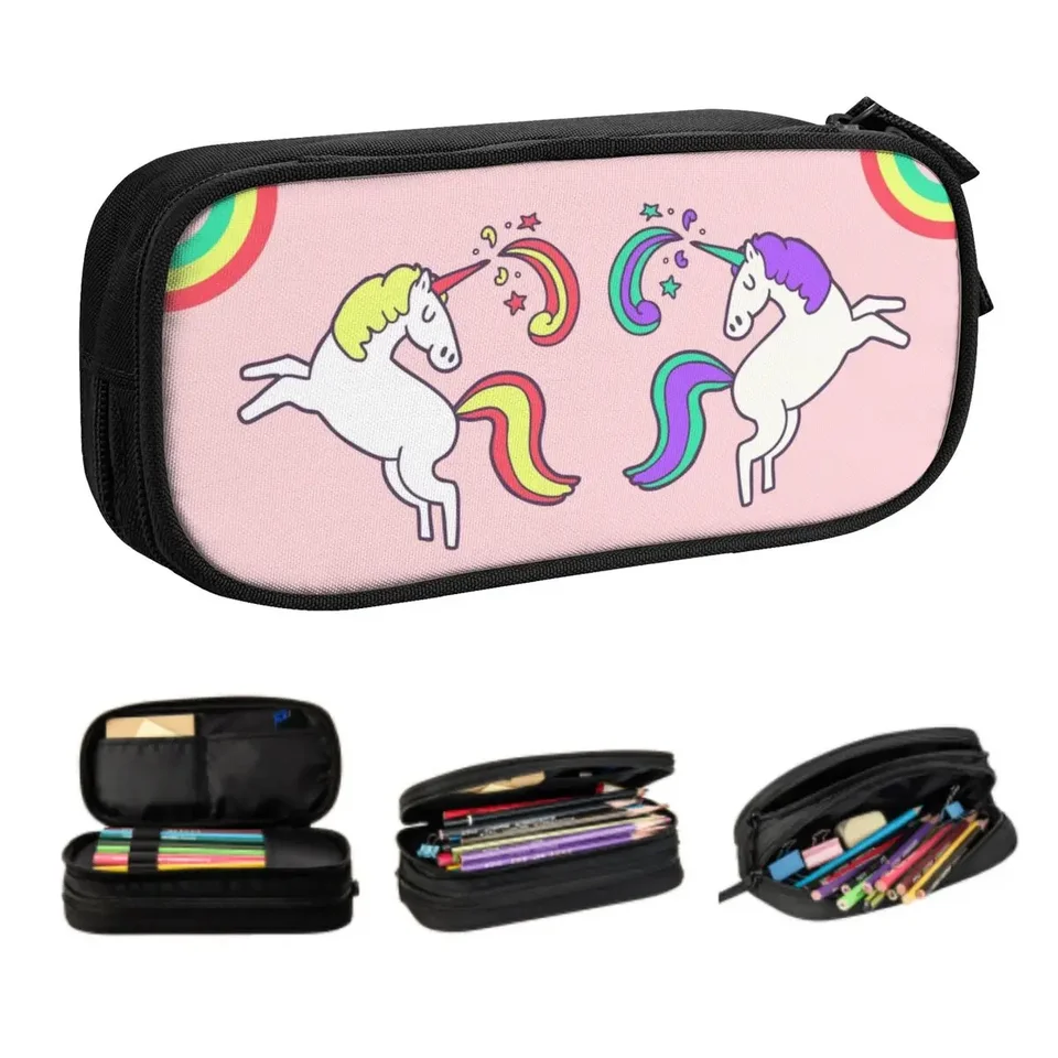 Kawaii vlastné farebné jednorožce snívajúce ceruzky pre chlapcov Gilrs veľké skladovacie pero vrecko Školské potreby