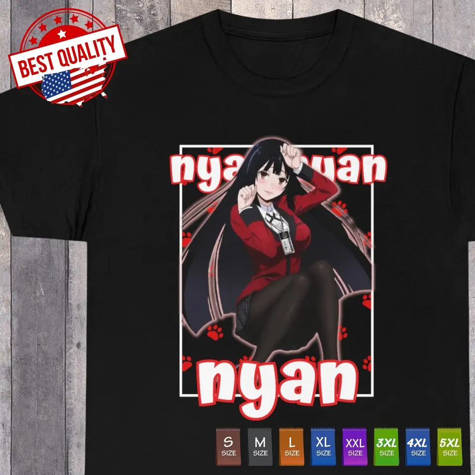 Kawaii waifu yumeko jabami kaakgurui košeľa mačka anime oblečenie