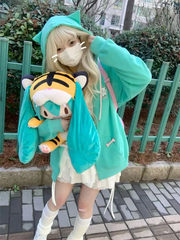 Kawaii y2k Ženy Zip Up Vintage Gothic Streetwear Skeleton Print Hoodies 90. roky Harajuku nadrozmerné hip hopové bunda kapucňa oblečenie