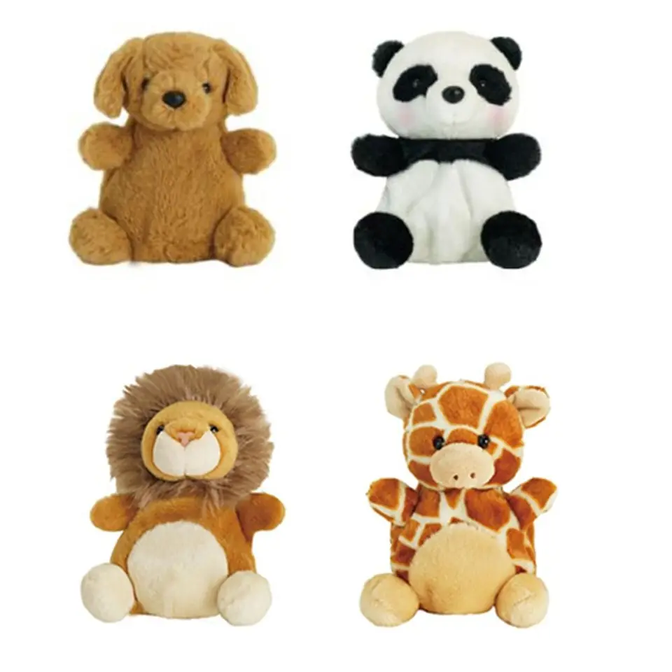 Kawaii šťastná zoo plyšná bábika Keychains Panda Lion Dog Giraffe plyšová hračka Karika