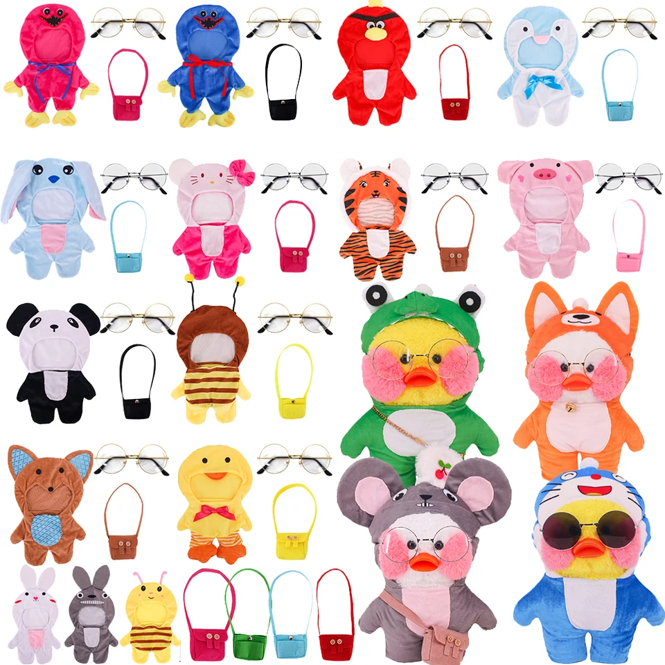 Kawaii žlté šaty obliekania plyšové zvieracie uniforma fit 30 cm laalafanfan žltá kačica bábiky pre deti detské darčeky
