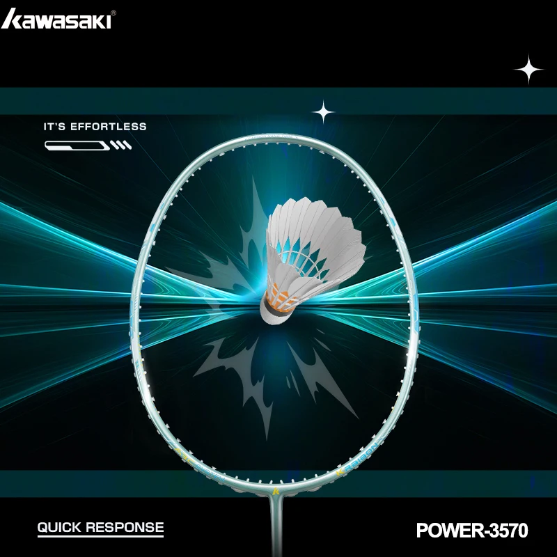 Kawasaki Raqueta Badminton Výkonný útočník Power-3570 5U Ultra-Light Badminton Racket Carbon Professional Badminton Raket