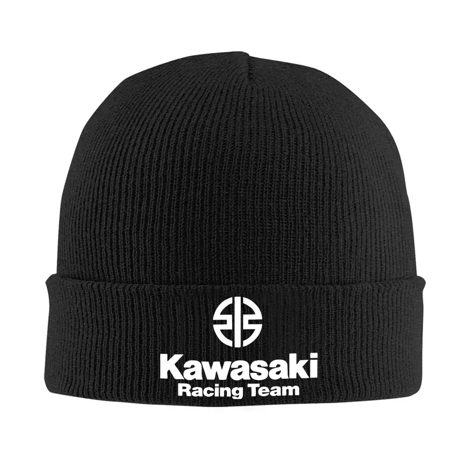 Kawasakied Motocykel Sport Racing Pletited Hat Beanie Winter Hat Warm Acryl Color Moto Logo Caps