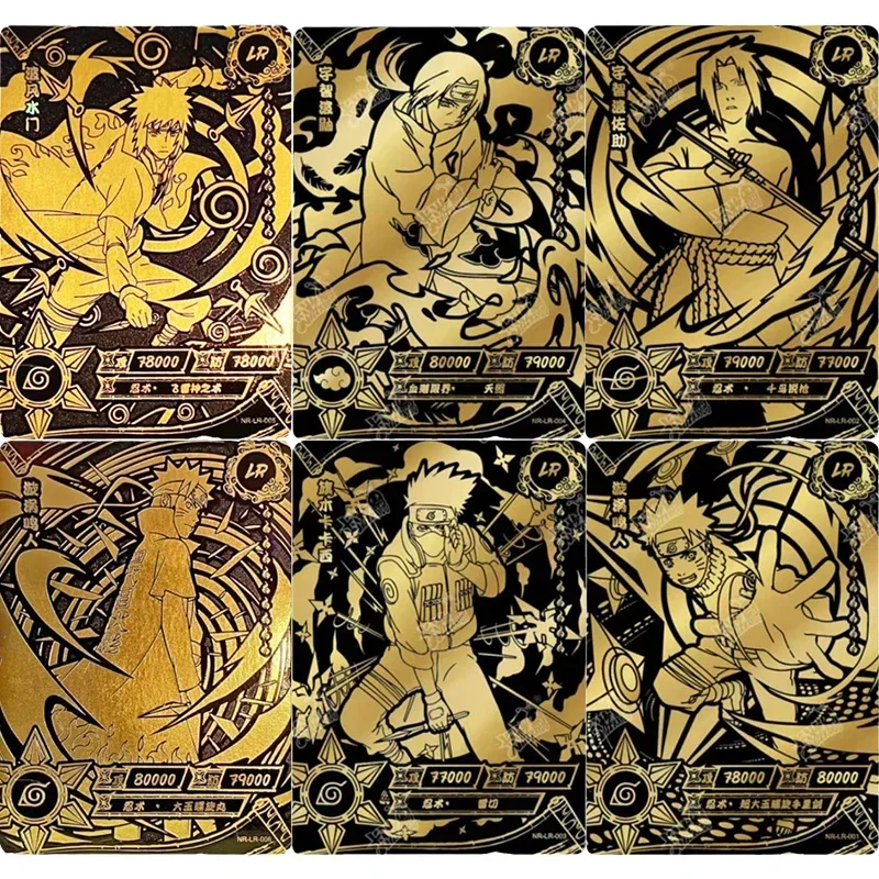 Kayou originálny Naruto 1-6 LR karta Bronzing Madara Sasuke Naruto Itachi Kakashi Wakate Collection Card Card Kids Vianoce darček