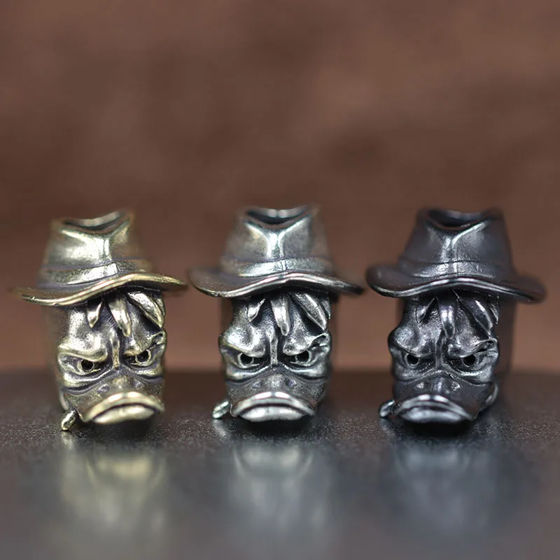 Kačica detektív EDC mosadz nôž korálky karikatúra zvierat Keychain prívesok DIY tkané dáždnik