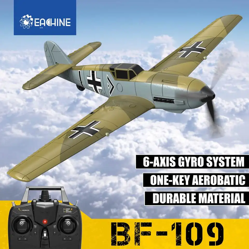 Každé lietadlo BF109 RC 2,4 GHz 4ch 400 mm krídla 6-osá ONE KĽÚČOVÝ KLYT U-TURN AEROBATICKÝ SYSTAKOVÝ SYSTÉM XPILOT EPP MINI RTF Toy