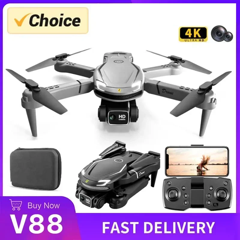 KBDFA V88 WIFI FPV DRON so širokým uhlom HD 4K 1080P Výška fotoaparátu HOLD Skladacie štvorkoliek RC RC HELICOPTERS DRONY