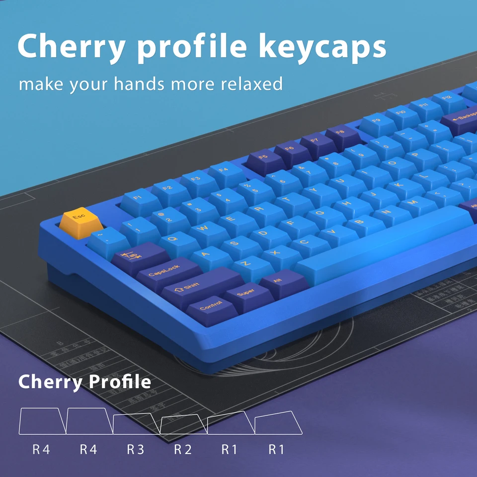 KBDIY GMK Nautilus Keycaps Double Shot Cherry Profile PBT pre mechanickú klávesnicu KeyCap pre MX Switch Blue 176 Klávesy/Set ISO 7U