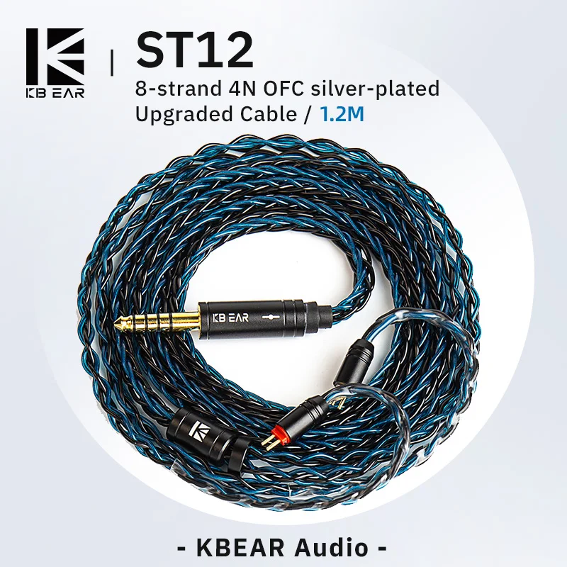 KBEAR ST12 8 Core HiFi slúchadlá 4n OFC Strieborný vylepšený kábel 3,5/4,4 mm MMCX/0,78 mm 2pin pre LARK ROSEFINCH KS1
