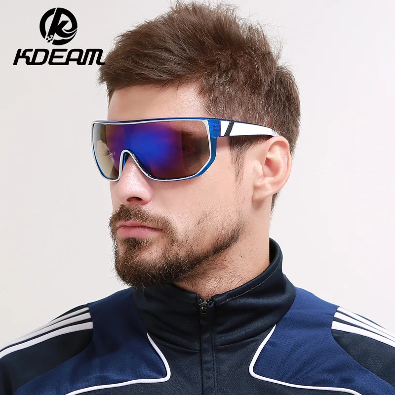 KDEAM Fashion Veľký rámec Slnečné okuliare Muži Ženy Vonkajšie nadmerne nadmerné vetruvzdorné ozubené okuliare plážové slnečné okuliare farebné