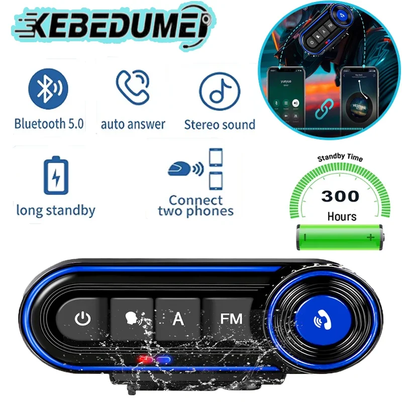 Kebidumei BT36 Motocykel Bluetooth Helme Headset Witerproof IPX7 stereofónny slúchadlá Správa o redukcii hluku 600 mAh pre Moto