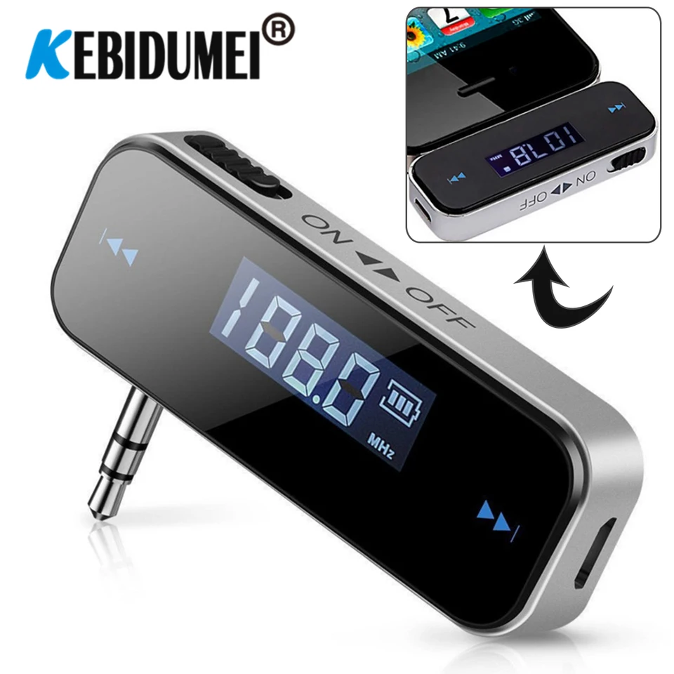 Kebidumei LCD 3,5 mm hudobná audio fm vysielač Mini bezdrôtové bezdrôtové vysielače v aute vysielač mp3 prenos pre iPhone pre Samsung iPad