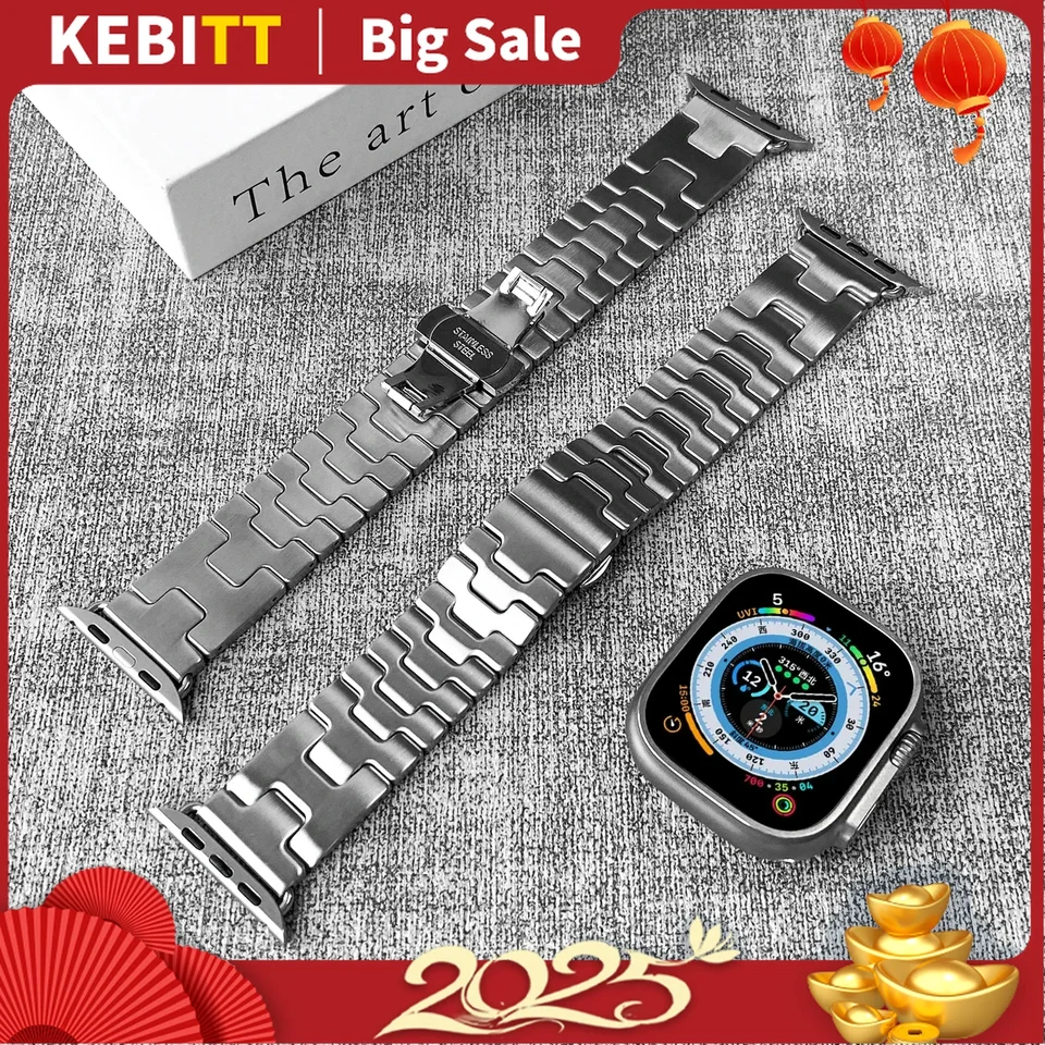 Kebitt Fashion Cadless Ocen Band Iwatch Satine H Strap for Apple Watch Series 10 Ultra2 9 8 7 6 49 mm 46 mm 45 mm 42 mm 41 mm