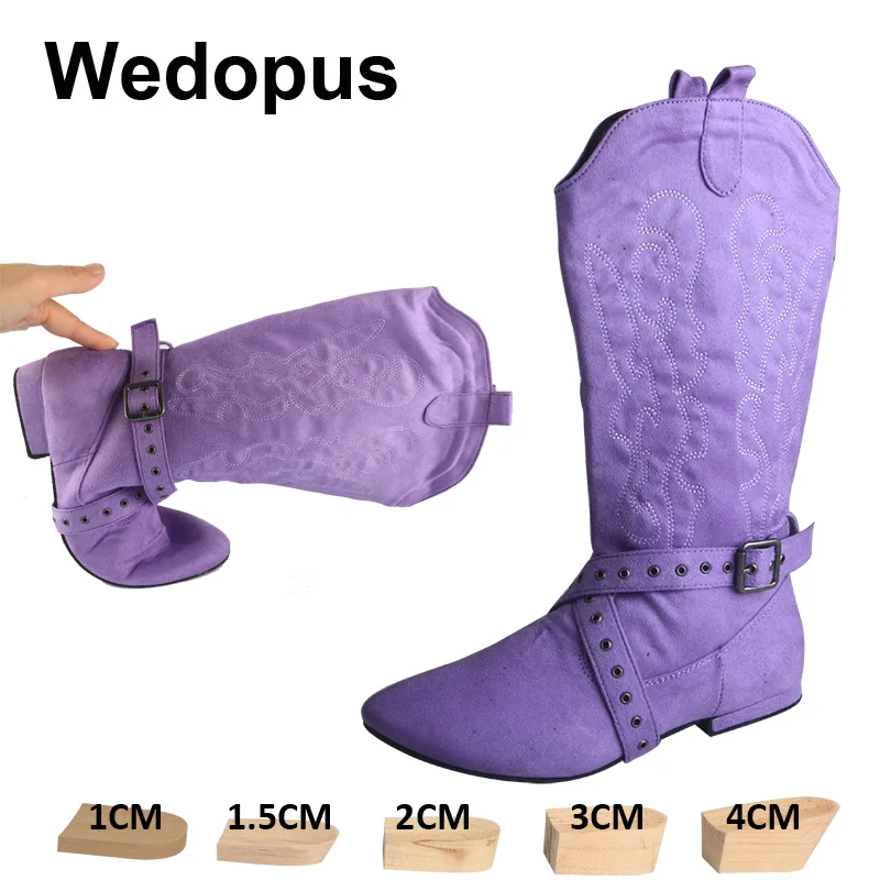 Kedopus prispôsobený nízkym pätom 1 cm otepľovacie topánky pre tanec fialové vyšívanie semišov Swayd Dancing topánky Soft podrážky