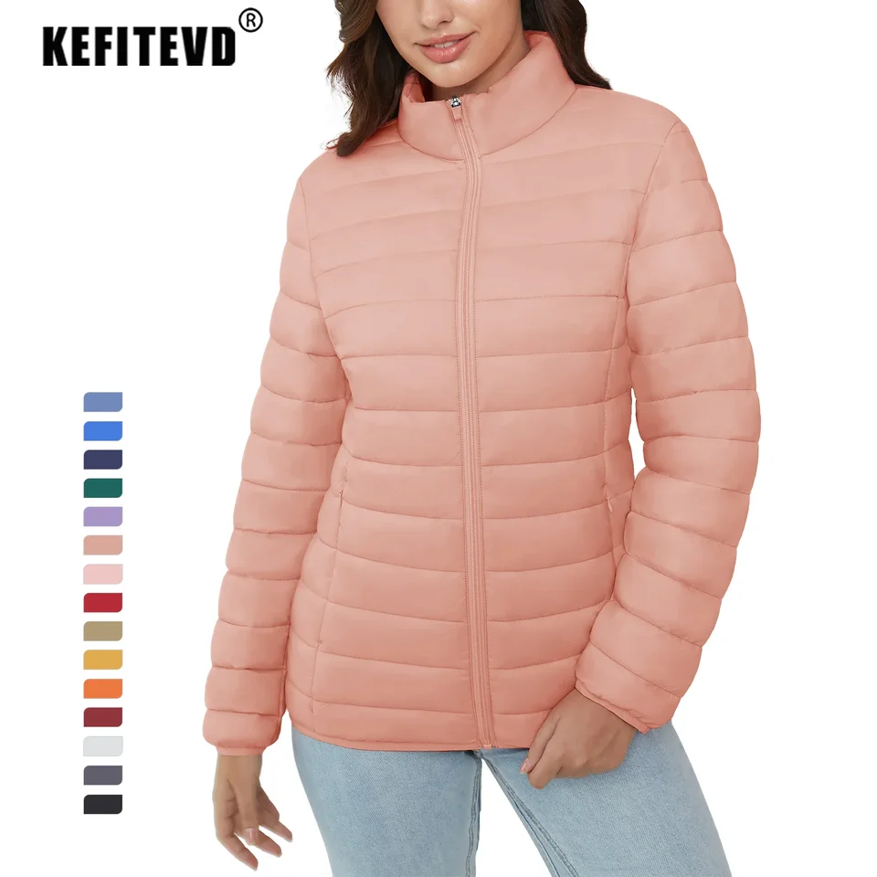 Kefitevd Winter Puffer bunda Dámsky stojan Golier ľahké bundy