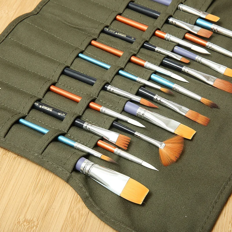 Kefka taška na kreslenie kreslenie pero akvarely roll up plátno olejové farby kefky držiak maľba kefy make -up kefy Organizátor
