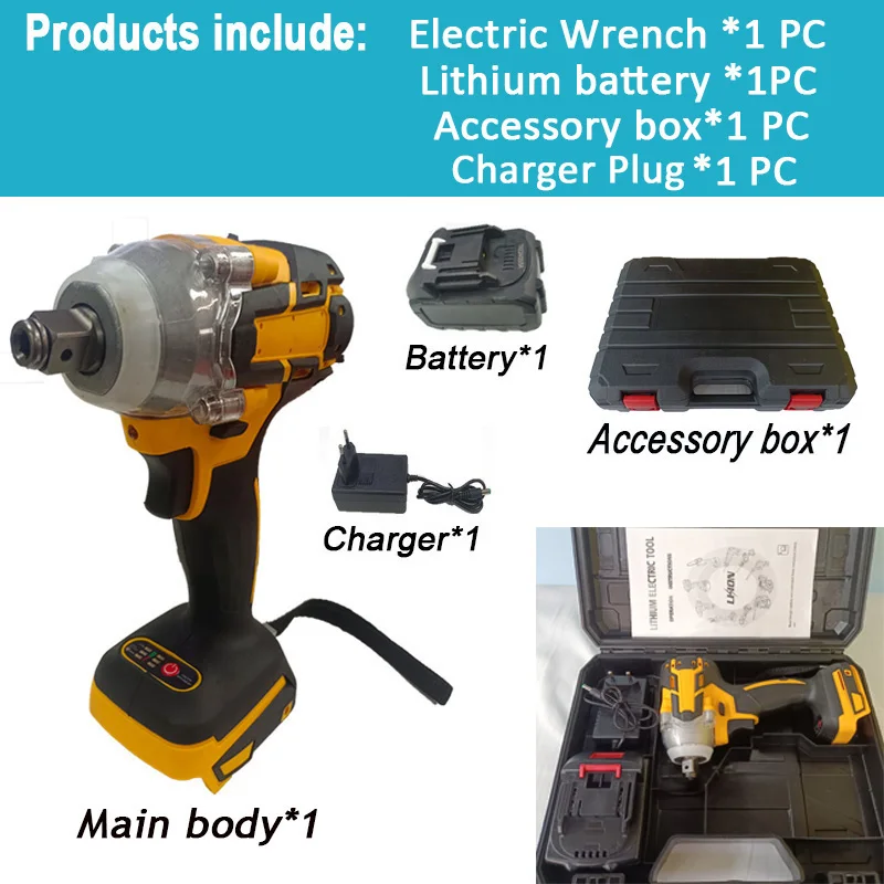 Kefový elektrický kľúč bezdrôtový elektrický kľúč lítium batériový kľúč elektrický náradie na opravu automobilu domov DIY 1/2 ″ konektor