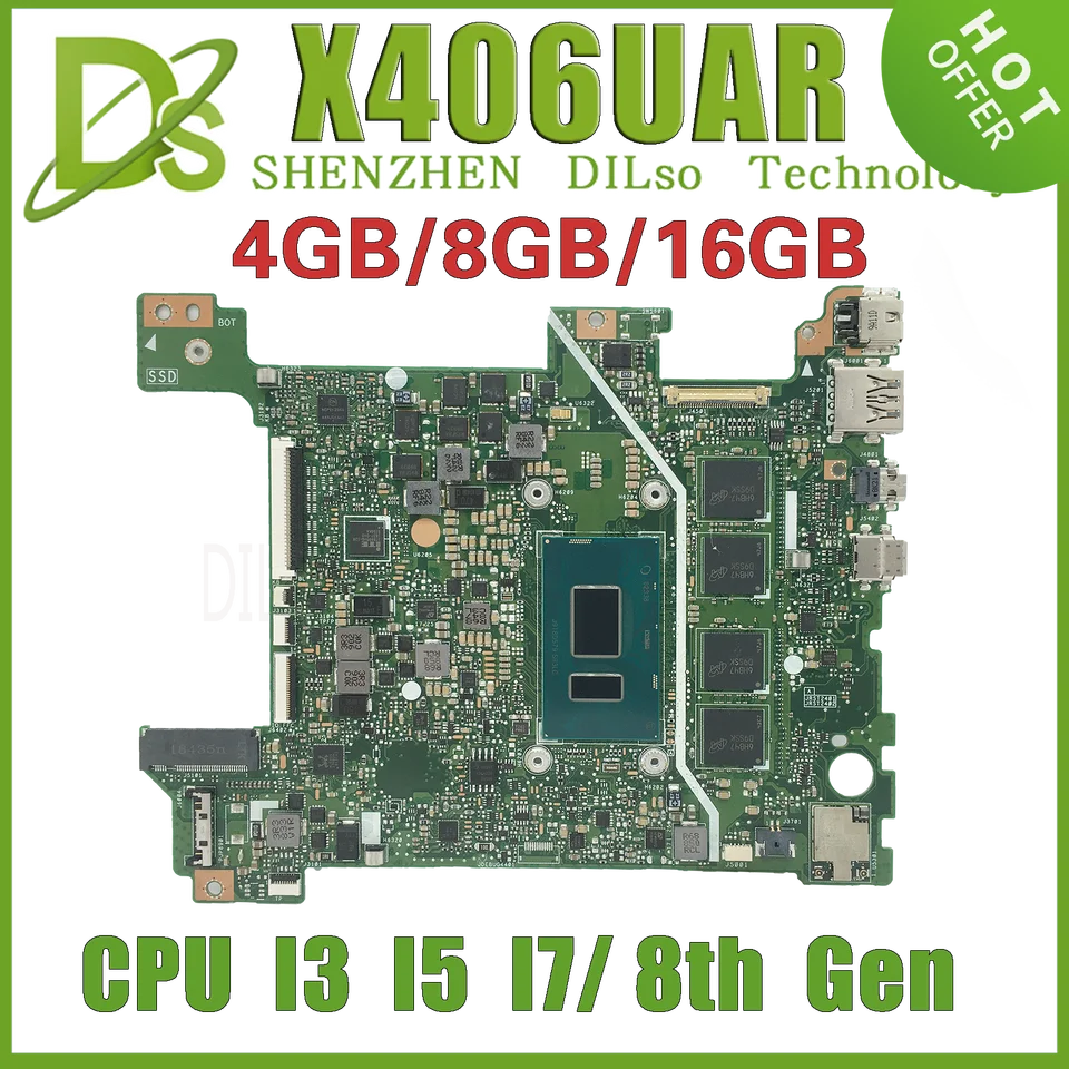 Kefu X406UAR Mainboard pre ASUS VivOBook S406 S406U V406U X406U X406UA LAPTOP HORBOCK I3-8130 I5-8250 I7-8550 4G/8G/16G-RAM