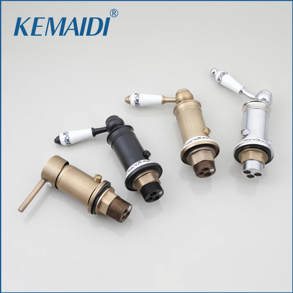 Kemaidi Antique Brass Bidet Faucet Horúca studená voda Regulačný ventil vaňa Faucet Switch Prepínač Ventil kohútik pre toaletnú palubu