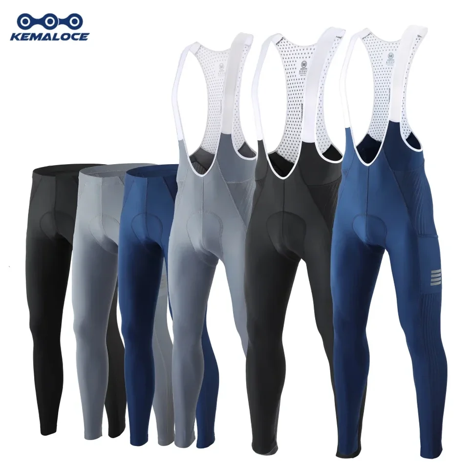 Kemaloce muži Cyklistické nohavice letné a jeseň rýchle suché modré/čierne/sivé gélové podložky MTB Bicykle BIB PANTY