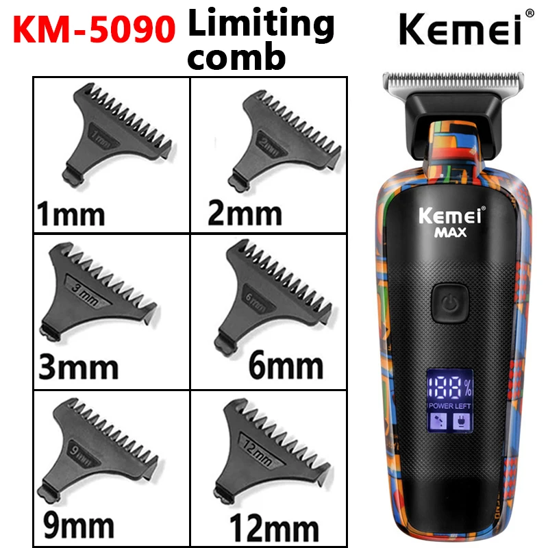 KEMEI 6PCS/Set Original KM-5090 Limit Compper Limit Comp Comper Sprievodca veľkosťou veľkosti holič 1/2/6/19/11/12 mm