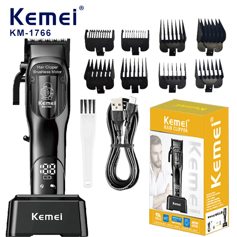 Kemei Clippers pre mužov pre mužov Profesionálne zastrihávače s holičmi s LCD displejom nabíjateľné striháky na rezanie vlasov