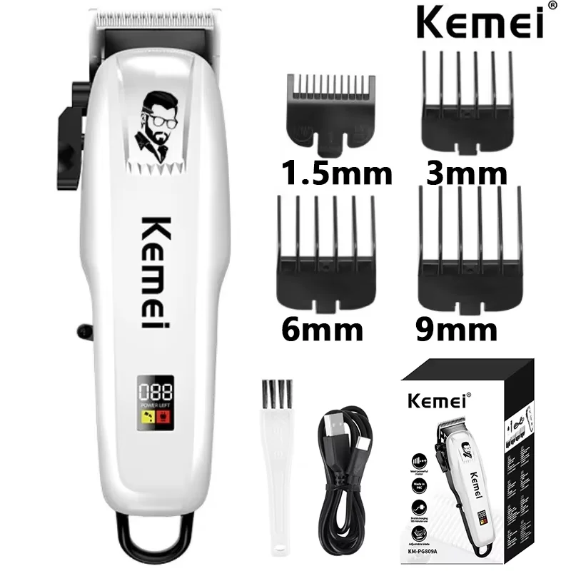 Kemei Electric Hair Clipper Cut Hair Cut Wireless Trimmer Men Profesionálny strihový stroj Nabíjateľný vlasový strih Bather 809a str.