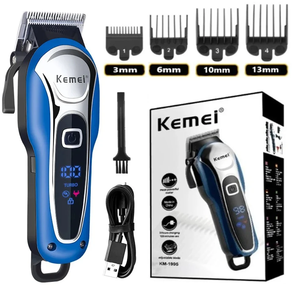 KEMEI KM-1995 Multi-Hair Comp Electric Hair Clippers LED displej s vlasovými strihovými sadami