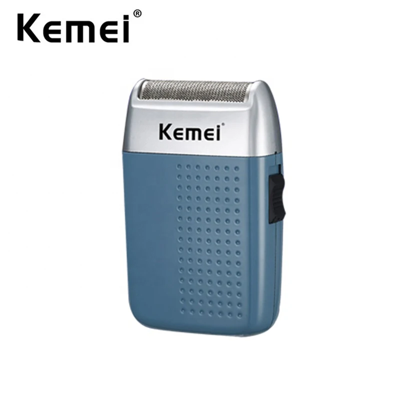 Kemei Mobile Electric Foil Shaver Mini Nabíjateľné bezdrôtové cestovné holiaci strojček prenosný jeden čepeľ mokrý a suchý holenie pre mužov