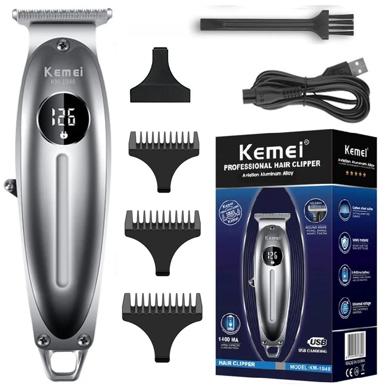 Kemei Professional Barber Hair Trimmer pre mužov Nabíjateľné bradové vlasy Clipper elektrický strihový strih s plným kovovým krytom