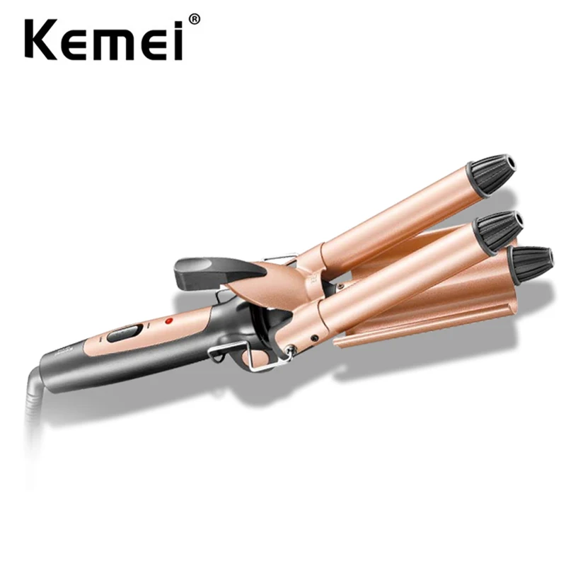 Kemei Professional Hair Curling Iron Ceramic Triple Barrel Hair Curler Irons Hair Waver Styling Styling Nástroje kaderový štýl prútik